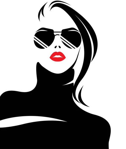 Illustration Vektor Von Frauen Silhouette Schwarzes Symbol Auf Weißem Hintergrund — Stockvektor