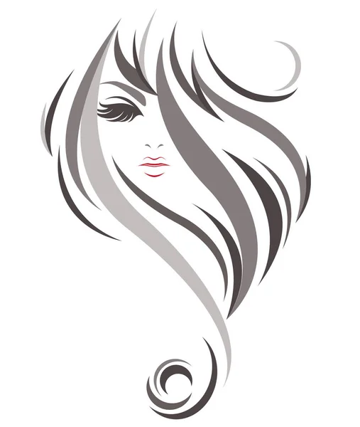 Women Long Hair Style Icon Logo Women White Background Royalty Free Stock Illustrations