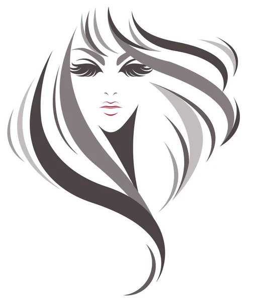 Women Long Hair Style Icon Logo Women White Background Royalty Free Stock Vectors