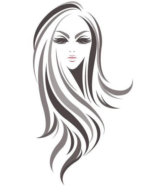 Women Long Hair Style Icon Logo Women White Background Royalty Free Stock Illustrations