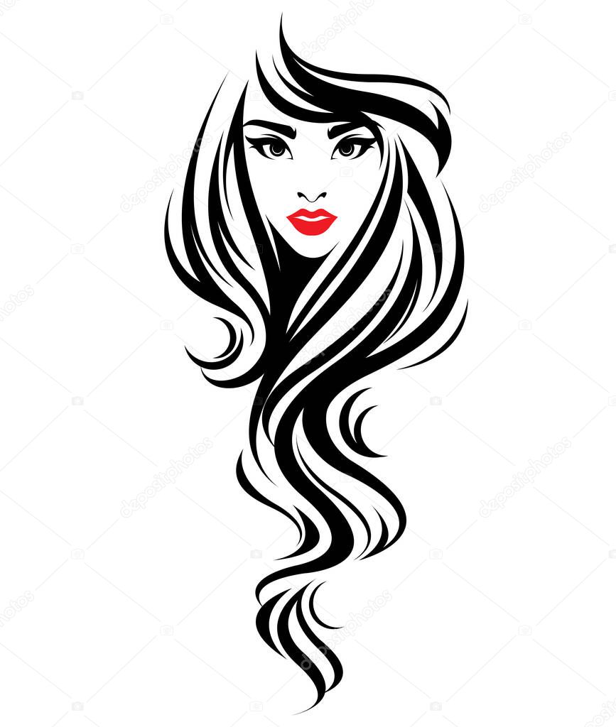 Beautiful women, logo women face makeup on white background, vector
