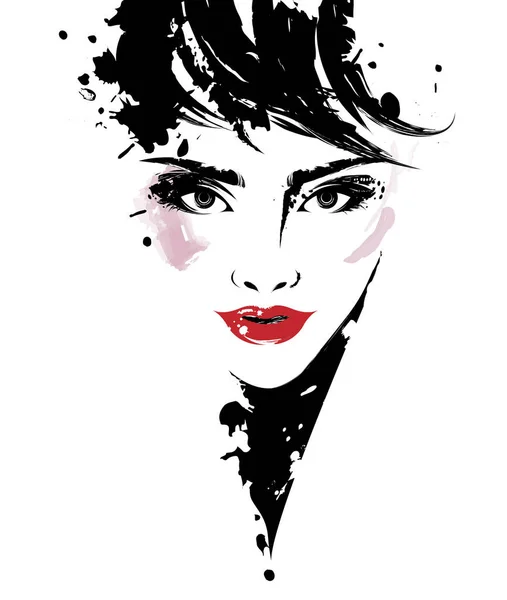 Hermosas Mujeres Logotipo Las Mujeres Maquillaje Cara Sobre Fondo Blanco — Vector de stock