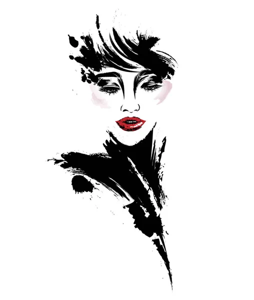 Hermosas Mujeres Logotipo Las Mujeres Maquillaje Cara Sobre Fondo Blanco — Vector de stock