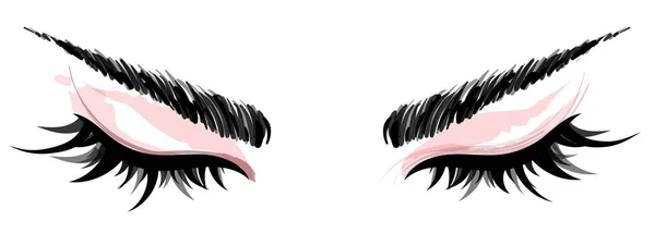 Illustration Ögonmakeup Och Ögonbryn Vit Bakgrund — Stock vektor