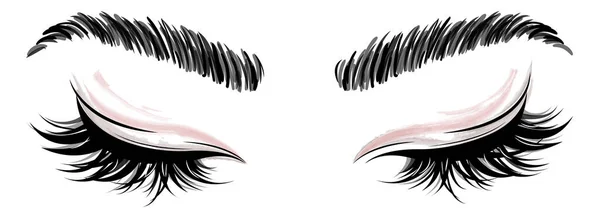 Illustration Maquillage Des Yeux Front Sur Fond Blanc — Image vectorielle