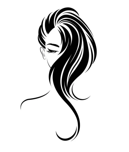 Femme Longue Icône Style Cheveux Logo Femmes Sur Fond Blanc — Image vectorielle