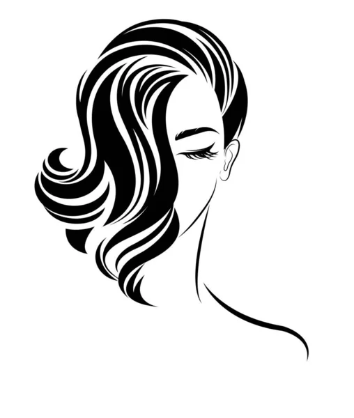 Femmes Tiré Icône Style Cheveux Logo Femmes Sur Fond Blanc — Image vectorielle