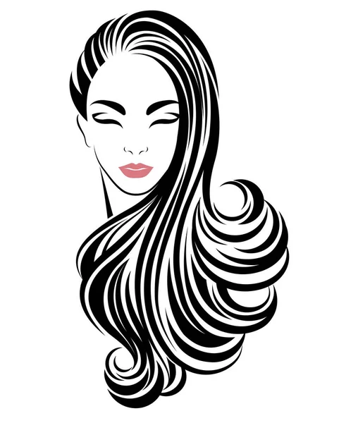 Icono Estilo Pelo Largo Las Mujeres Logotipo Las Mujeres Sobre — Vector de stock