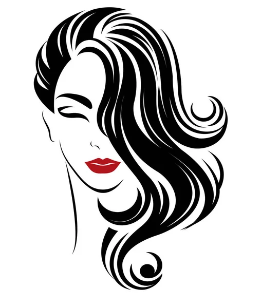 Femme Longue Icône Style Cheveux Logo Femmes Sur Fond Blanc — Image vectorielle