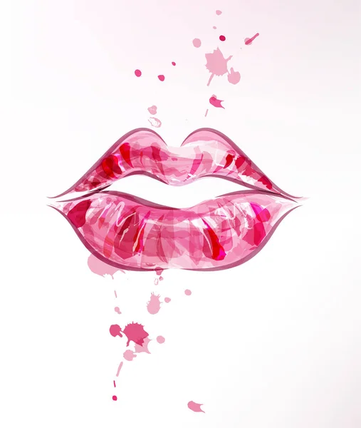美しい女性赤い唇白い背景 — ストックベクタ