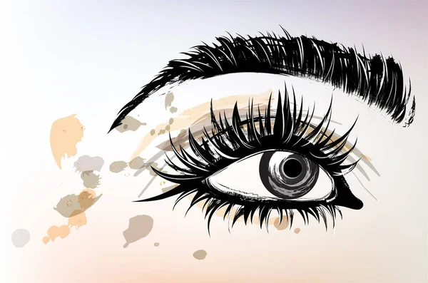 Illustration Vektor Vacker Ögonmakeup Och Ögonbryn — Stock vektor