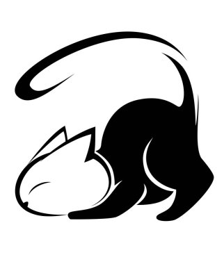 beyaz arkaplanda kedi logosu çizimi.