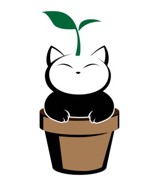 beyaz arkaplanda kedi logosu çizimi.