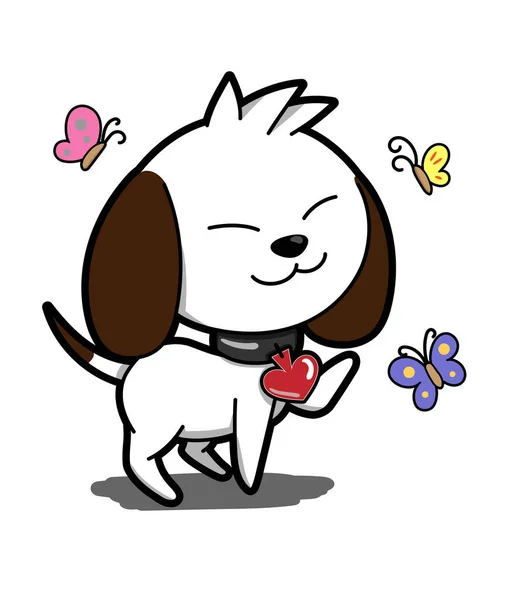 Beyaz Arkaplanda Köpek Logosu Çizimi — Stok Vektör