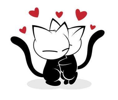 beyaz arkaplanda kedi logosu çizimi.