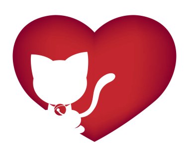 beyaz arkaplanda kedi logosu çizimi.