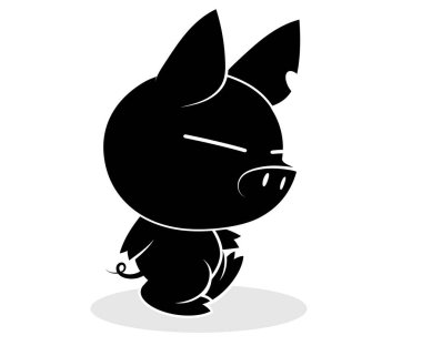 Beyaz arkaplanda domuz logosu çizimi.