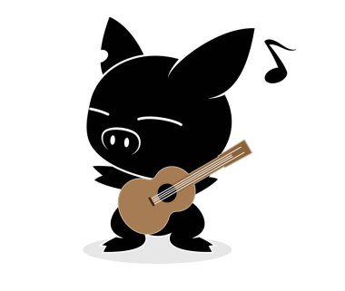 Beyaz arkaplanda domuz logosu çizimi.