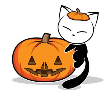 beyaz arkaplanda kedi logosu çizimi.