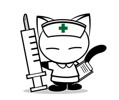 beyaz arkaplanda kedi logosu çizimi.