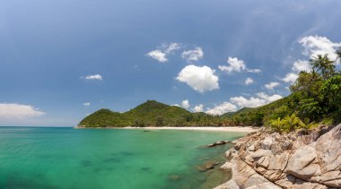 Panorama manzaralı Haad Khuad Sahili ya da Tayland, Phangan Adası 'ndaki şişe plajı