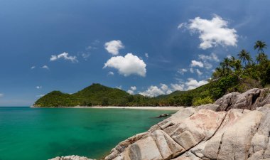 Panorama manzaralı Haad Khuad Sahili ya da Tayland, Phangan Adası 'ndaki şişe plajı