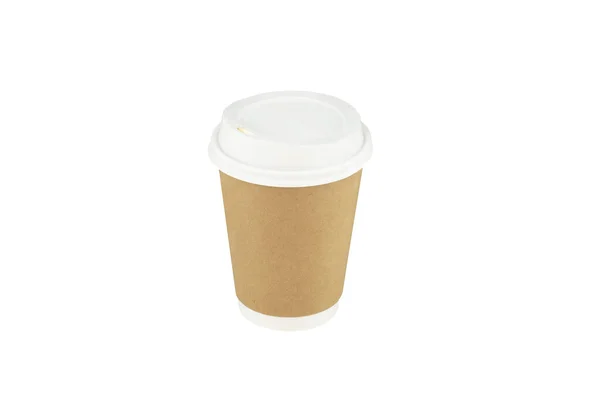 Framsidan Papper Kaffekopp Isolerad Bakgrund Med Klippning Stigar — Stockfoto