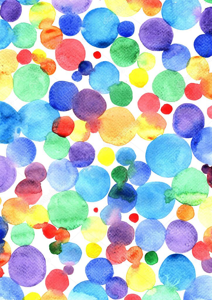 Colorful rainbow watercolor hand painting background for decoration on artwork.