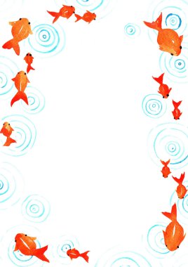 Japon balığı ve suluboya el çizimi Çin festivali dekorasyonu için arka plan.