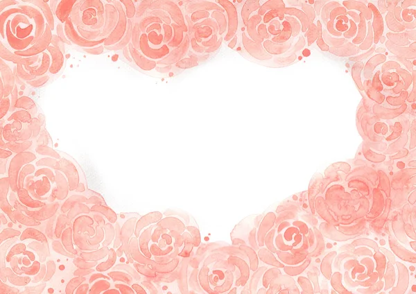 Absztrakt Rózsaszín Rózsaszirmok Akvarell Kézi Festés Keret Háttér Dekoráció Esküvői — Stock Fotó
