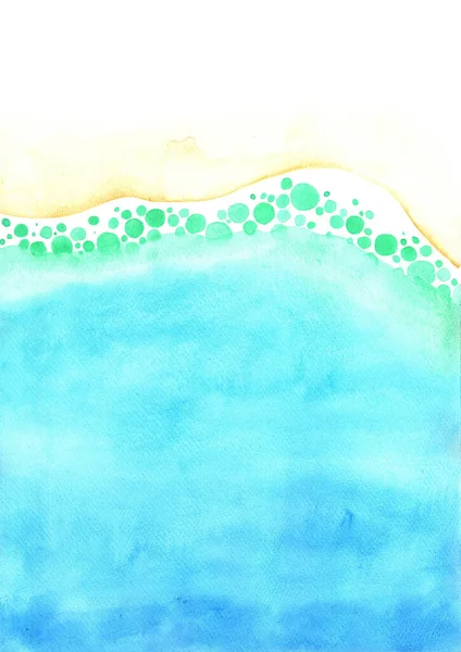 Αφηρημένη Θάλασσα Και Άμμο Παραλία Ακουαρέλα Χέρι Ζωγραφική Φόντο — Φωτογραφία Αρχείου