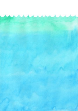 Ocean wave and under the sea watercolor hand painting for decoration on background. clipart