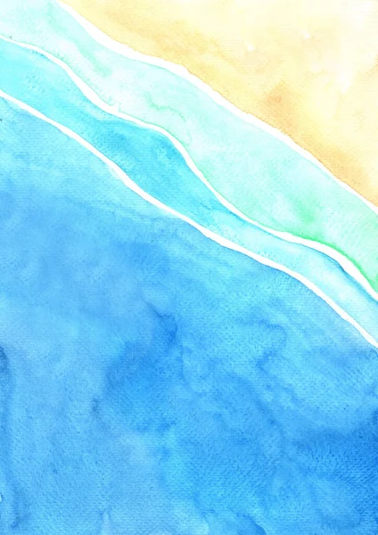 Abstraktní Oceán Vlny Písek Pláž Akvarel Ručně Malování Pozadí Pro — Stock fotografie