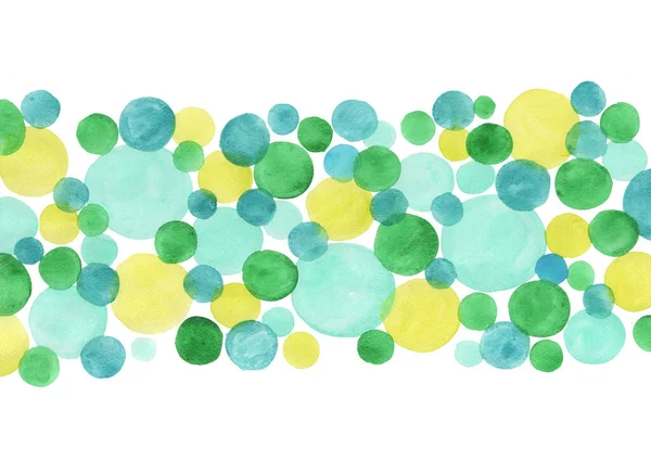 Αφηρημένο Μπλε Και Πράσινο Κύκλο Και Τελείες Χρώμα Ακουαρέλα Χέρι — Φωτογραφία Αρχείου