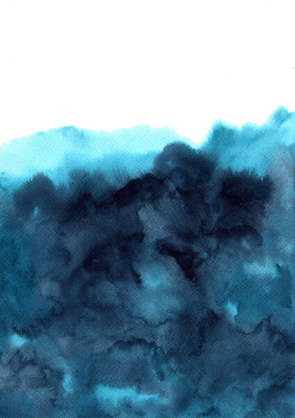 Abstract deep marine blue watercolor hand painting background for decoration.