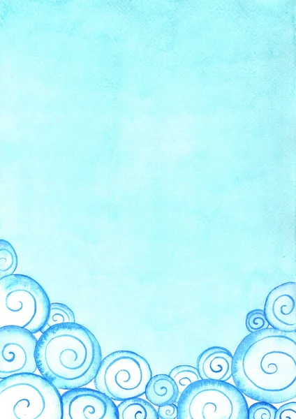 中国艺术风格的云边与蓝天水彩画 — 图库照片