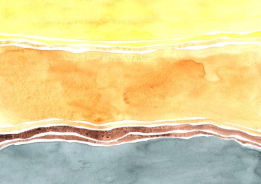 Soyut sarı, turuncu ve gri renkli suluboya el boyası sonbahar mevsiminde deokornasyon için arka plan.