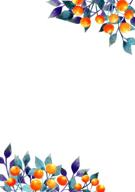 Cadılar Bayramı izni ve portakal renkli böğürtlenler sonbahar festivali veya Cadılar Bayramı festivalinde süsleme için arka plan boyası.