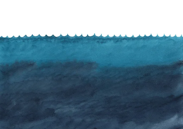 Ωκεανό Κύμα Και Κάτω Από Θάλασσα Ακουαρέλα Χέρι Ζωγραφική Για — Φωτογραφία Αρχείου