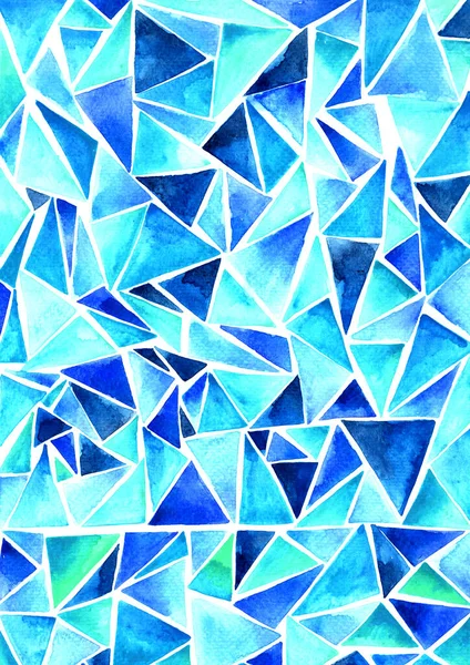 Abstrato Triângulo Azul Aquarela Mão Pintura Fundo — Fotografia de Stock