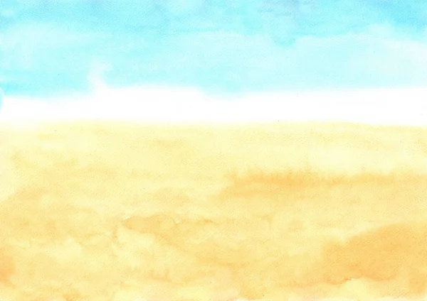 Abstract Ocean Sand Beach Watercolor Hand Painting Background — Stock Photo, Image