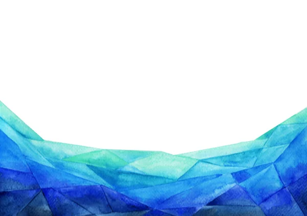 Adstrakt Üçgen Mavi Kenar Suluboya Boyası Arka Plan — Stok fotoğraf