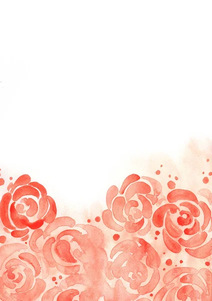 Streszczenie Różowe Płatki Róż Akwarela Ręka Malowanie Tło Ramki Dekoracji — Zdjęcie stockowe