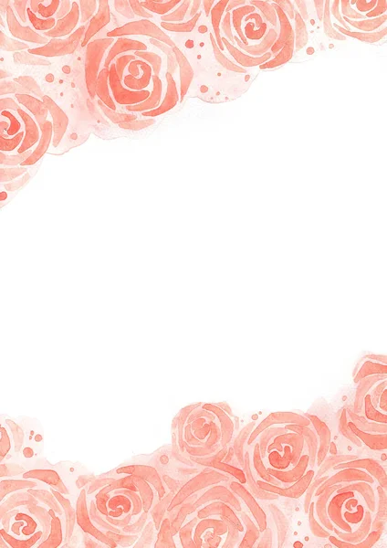 Abstract Pink Rose Petals Watercolor Hand Painting Frame Background Decoration — Stock Photo, Image