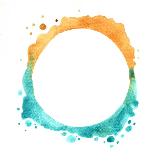 Abstract Watercolor Hand Painting Banner Outer Circle Shape Decoration Artwork — Stock Photo, Image