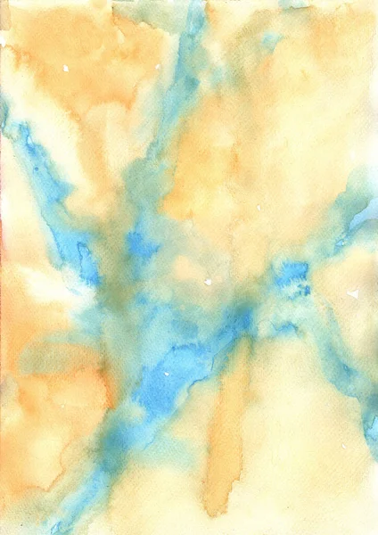 Abstract Blue Yellow Brown Watercolor Hand Painting Background — Stock Photo, Image