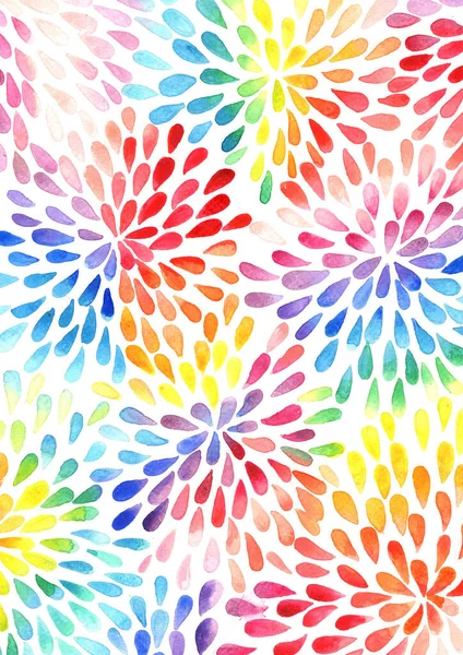 Tęcza Kolorowe Płatki Kwiat Kształt Akwarela Ręka Malarstwo Tło — Zdjęcie stockowe