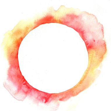 Soyut suluboya el boyası resim çalışması için daire şeklinde pankart.