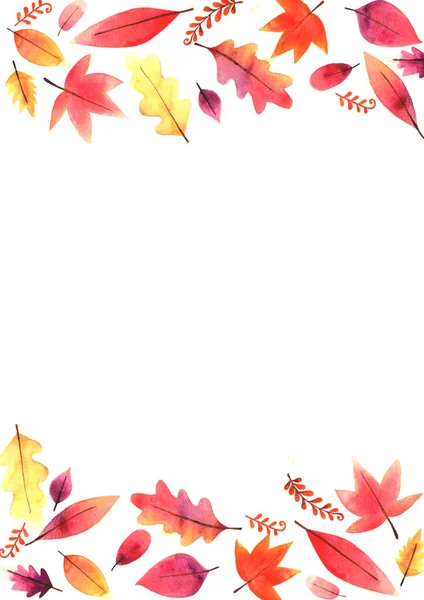 秋祭りの装飾のために無料の水彩画の手描きを残し甘い色の秋 — ストック写真