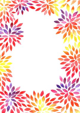 Sonbahar yaprakları kadife çiçeği suluboya çerçeve arka planı.